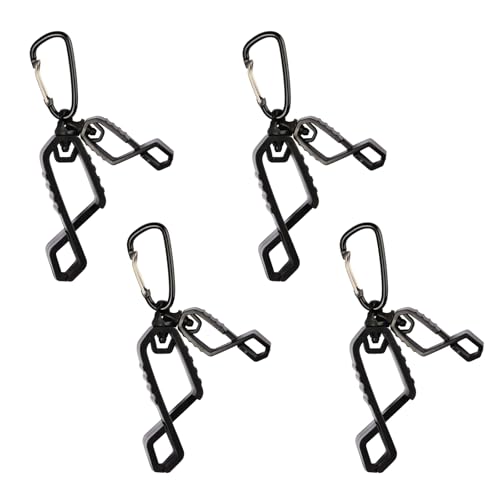 Marjoramy 4 Stück Handschuhhalter Clip mit Karabiner Doppelter Handschuh Clips Praktischer Handschuh Klemme Anti-Verlust-Handschuhclip Handschuh Halter mit Karabinerhaken für Handtüchern (Schwarz) von Marjoramy
