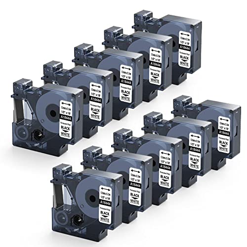 10x MarkField kompatible Schriftband als Ersatz für Dymo 18444 Rhino Industrie-Vinyletiketten Selbstklebendes Band kompatibel für Dymo Rhino 5200, 4200, 6000, 12mm x 5,5 m, schwarz auf weiß 10x MarkField kompatible Schriftband als Ersatz für Dymo 18444 Rhino Industrie-Vinyletiketten Selbstklebendes Band kompatibel für Dymo Rhino 5200, 4200, 6000, 12mm x 5,5 m, schwarz auf weiß von MarkField