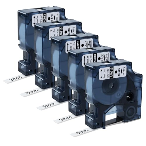 5 x Schriftband kompatibel mit Dymo D1 Etikettenband 9 mm x 7 m, 40913 s0720680 kompatibel mit Dymo LabelManager 160 210D 360D 280 420P Labelpoint 250 100 150, Schwarz auf Weiß 5 x Schriftband kompatibel mit Dymo D1 Etikettenband 9 mm x 7 m, 40913 s0720680 kompatibel mit Dymo LabelManager 160 210D 360D 280 420P Labelpoint 250 100 150, Schwarz auf Weiß von MarkField