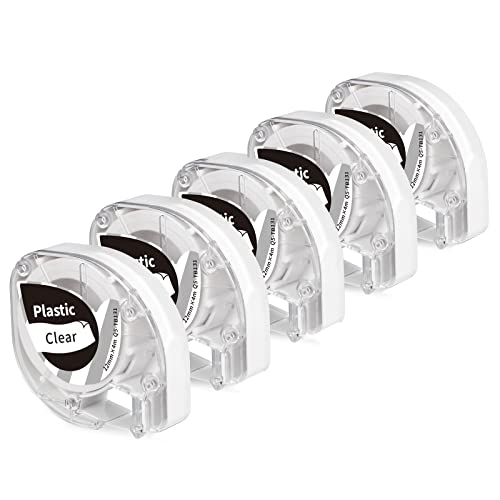 kompatibel mit Phomemo P12 Etikettenband Schwarz auf Transparent 12mm x 4m, kompatibel mit Phomemo P12 P12Pro LT12 Etikettendrucker & für Dymo Letratag LT-100H LT-110T XR von MarkField