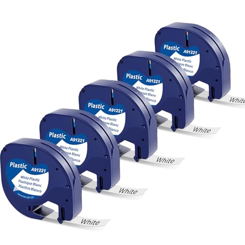 5x Kompatibel mit Dymo Letratag Etikettenband Schwarz auf Weiß 91221 S0721660, kompatibel mit Dymo Kunststoff Schriftband 12 mm x 4 m 91201 91221 für LT-100H LT-100T 200B XR XM 2000 5x Kompatibel mit Dymo Letratag Etikettenband Schwarz auf Weiß 91221 S0721660, kompatibel mit Dymo Kunststoff Schriftband 12 mm x 4 m 91201 91221 für LT-100H LT-100T 200B XR XM 2000 von MarkField