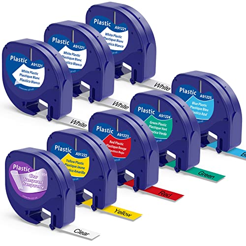8x MarkField Kompatibel mit Dymo Letratag Etikettenband 12mm x 4m, Kompatibel mit Dymo Letratag Schriftband 91221 für 200B LT-110T LT-100T Plus XR XM von MarkField
