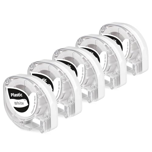 kompatibel mit Phomemo P12 Etikettenband Original 12mm x 4m Plastic White Schriftband, kompatibel mit Phomemo P12 P12 Pro Etikettiergerät & für LT-100H LT-110T Plus, Schwarz auf Weiß von MarkField