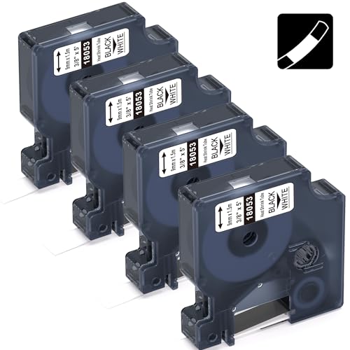 18053 Etikettenband Kompatibel mit Dymo Rhino Industrie Schrumpfschlauch-Kabeletiketten 9mm x 1.5m, Kompatibel mit Dymo Rhino Schrumpfschlauch Etiketten für Rhino 4200, 5200, 5000,1000, 3000, 6000 von MarkField