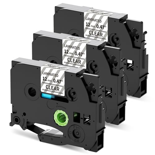 MarkField TZe-131 12mm Clear Schriftband Kompatibel mit Brother P-touch Bänder TZe131 TZ Transparent Band für PT-H100LB H105 H107 H110 Cube D210/vp D410 P700 1000 1080, 3 Pack Schwarz auf klar von MarkField
