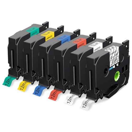 6x MarkField Kompatible Schriftband als Ersatz für Brother P-touch TZe 12mm 0,47 Etikettenband, für PT-1000 1005 PT-D400 PT-H100LB PT-H105 PT-E100 PT-D200 PT-D210, TZ-131 231 431 531 631 731 von MarkField