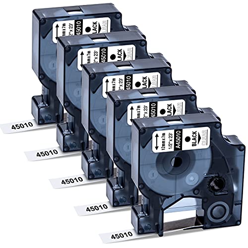 MarkField kompatibel 12mm x 7m Schriftbänder als Ersatz für Dymo D1 45010 S0720500 Clear Etikettenband, Etiketten für LabelManager 160 210D 260P 360D, LW 400 450 Duo, Schwarz auf Transparent von MarkField