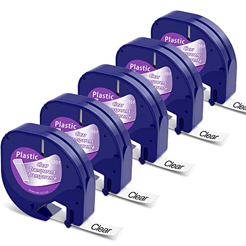 MarkField kompatibel mit Dymo Etikettenband Letratag Clear 12 mm x 4 m, kompatibel mit Dymo Letra Tag Transparent Bänder Durchsichtig Plastic Band 16951 S0721550 für LT-100H LT100T XR XM 200B von MarkField
