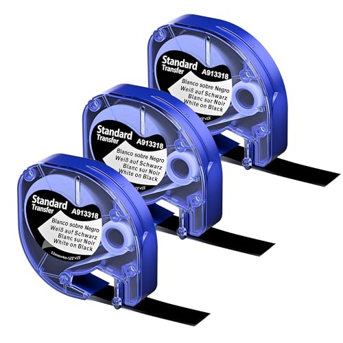 MarkField kompatibel mit Dymo Letratag Etikettenband Schwarz Etiketten, Weiß auf Schwarz Schriftbänder 12 mm x 4m, kompatibel für Dymo Letratag XR LT-100H LT-100H Plus Etikettendrucker von MarkField
