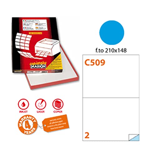 Klebeetikett C/509 blau 100fg A4 210x148mm (2et/fg) Markin von MarkIn