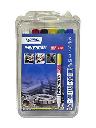 MARKAL 31200120 SL.100 Marker, Set mit 6 Farben, Rundspitze 2-4 mm, Weiß/Gelb/Rot/Blau/Grün/Schwarz (6 Stück) von Markal