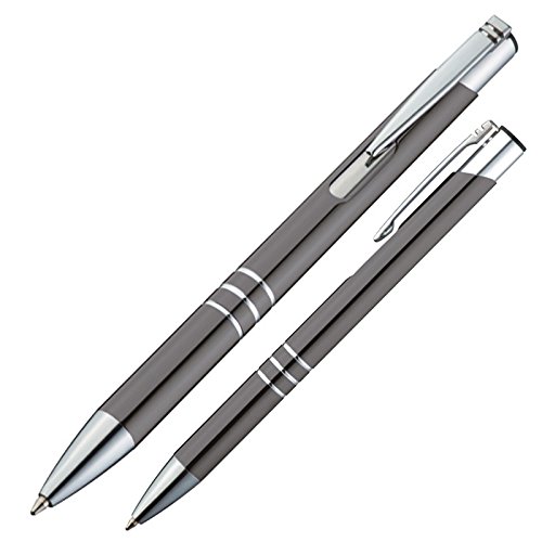 10 Kugelschreiber aus Metall / Farbe: anthrazit von Markenlos