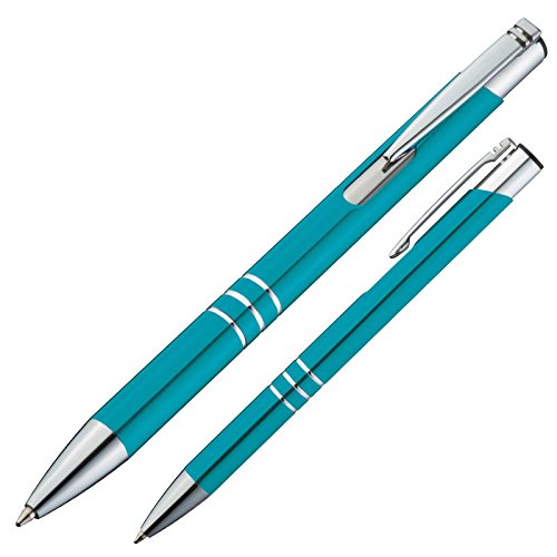 10 Kugelschreiber aus Metall / Farbe: türkis 10 Kugelschreiber aus Metall / Farbe: türkis von Markenlos