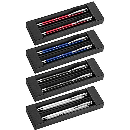 4x Metall Schreibset / Kugelschreiber + Druckbleistift / 4 Farben von Markenlos