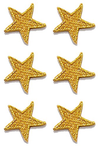6 Aufnäher Bügelbild Aufbügler Iron on Patches Applikation Sticker Stern 2,2 x 2,2cm Farbe: Lurex-Gold Vor125-64 von Markenlos
