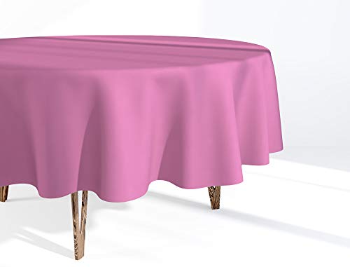 Market-Alley Tischdecke Tischwäsche Pflegeleicht Tischtuch Tischdekoration Tafeltuch Uni einfarbig rund (108 Rosa ; rund 140cm) von Market-Alley