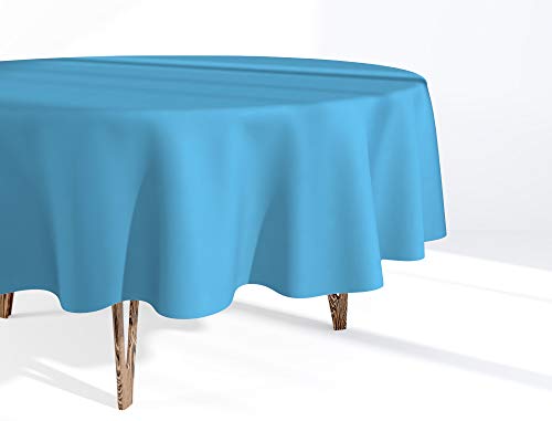 Market-Alley Tischdecke Tischwäsche Pflegeleicht Tischtuch Tischdekoration Tafeltuch Uni einfarbig rund (113 Hellblau ; rund 140cm) von Market-Alley