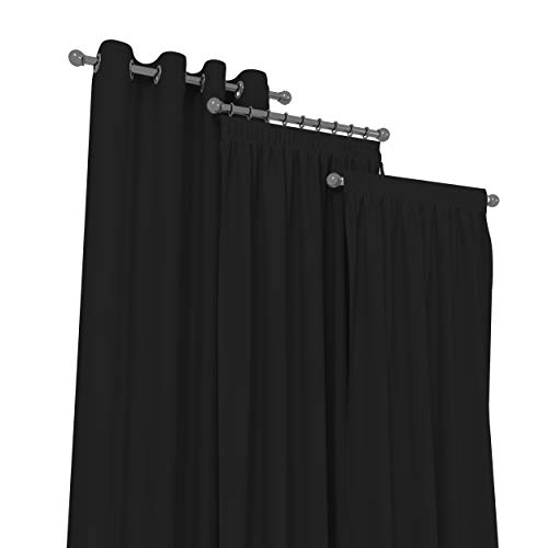 Market-Alley Vorhänge 2er Set Vorhang für Kinderzimmer Schlafzimmer Wohnzimmer Elegant Gardine mit Ösen/Taschenband/Kräuselband (124 Schwarz ; mit Ösen ; 135cm x 175cm) von Market-Alley