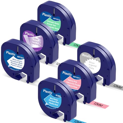 Markurlife Etikettenband Kompatibel mit DYMO Letratag Etikettenband Plastik 12mm x 4m Kompatibel mit Letra Tag XR LT-100H LT-100T QX50 2000 Bänder Transparant/Weiß/Silber/Blau/Rosa/Grün Markurlife Etikettenband Kompatibel mit DYMO Letratag Etikettenband Plastik 12mm x 4m Kompatibel mit Letra Tag XR LT-100H LT-100T QX50 2000 Bänder Transparant/Weiß/Silber/Blau/Rosa/Grün von Markurlife
