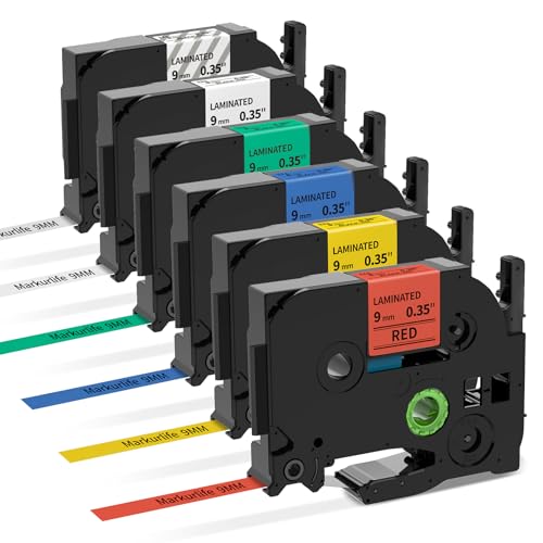 Markurlife Kompatibel mit Brother P-Touch 9 mm TZ-221 TZ-121 TZ-421 TZ-521 TZ-621 TZ-721 für Brother TZe Schriftband für P Touch Etikettendrucker PT-H100LB PT-H105 PT-E100 PT-D200 PT-D210 von Markurlife