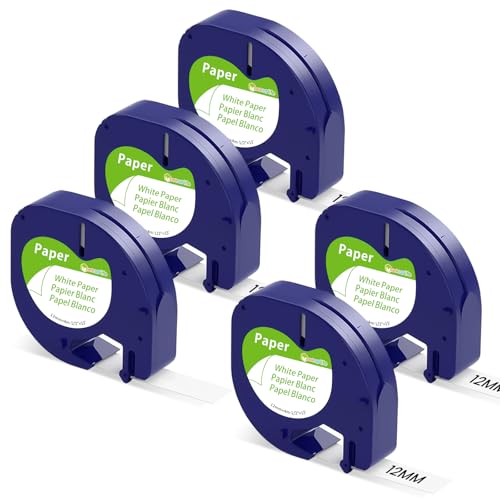 12mm x 4m Paper White 91220 Etikettenband Kompatibel mit Dymo Letratag Etikettenband Kompatibel mit Dymo LetraTag LT-100H/plus,LetraTag 200B,LetraTag XR, LT-110T/plus, QX50, 2000, XM (Paper/Papier) von Markurlife