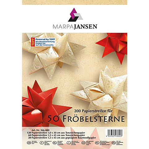 Papierstreifen-Set Fröbelsterne, 200 Streifen von Marpa Jansen