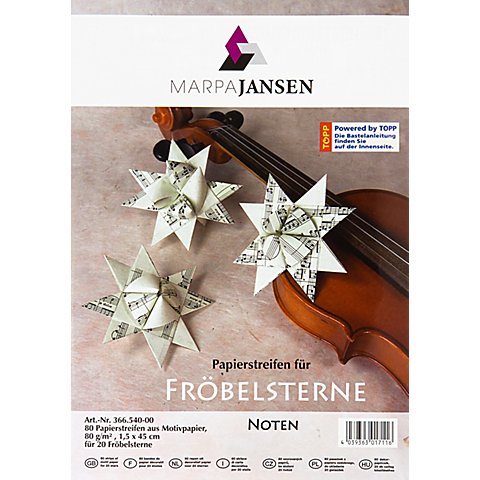 Papierstreifen-Set Fröbelsterne "Noten", creme-schwarz, 80 Streifen Papierstreifen-Set Fröbelsterne "Noten", creme-schwarz, 80 Streifen von Marpa Jansen
