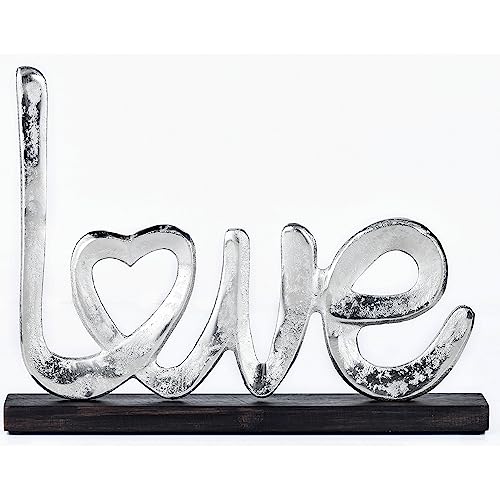 Marrakesch Love Wohnzimmer Deko Aufsteller 28cm Groß | Dekoobjekt Amour 15 als Herz Tischdeko Fensterbankdeko Silber | Liebe von Marrakesch Orient & Mediterran Interior