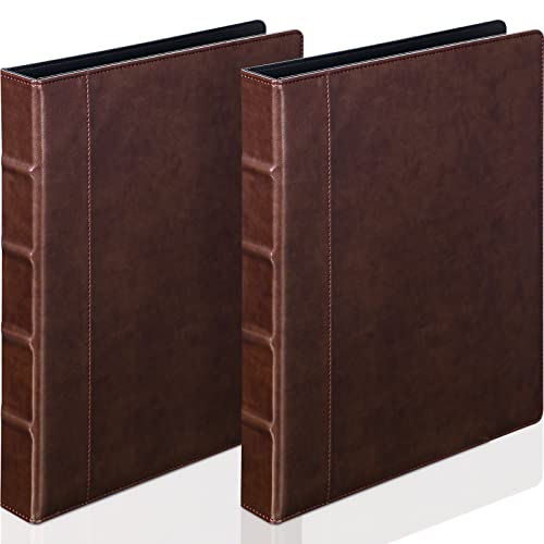 Marspark 2 Stück Vintage Hardcover 3-Ringbuch Professioneller Lederordner Organizer Runde Ringe für 200 Blatt mit 2 Innentaschen (2,5 cm, Braun) von Marspark