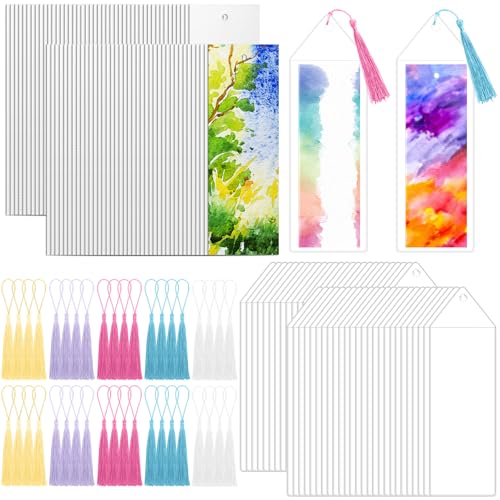 Marspark 80 Sets Aquarell-Papier-Lesezeichen mit bunten Quasten, transparente Ärmel, Baumwolle, weißer Karton, Lesezeichen, Bastelset, DIY, Lesezeichen, Projekte, Geschenke, PVC-Etiketten, Großpackung Marspark 80 Sets Aquarell-Papier-Lesezeichen mit bunten Quasten, transparente Ärmel, Baumwolle, weißer Karton, Lesezeichen, Bastelset, DIY, Lesezeichen, Projekte, Geschenke, PVC-Etiketten, Großpackung von Marspark