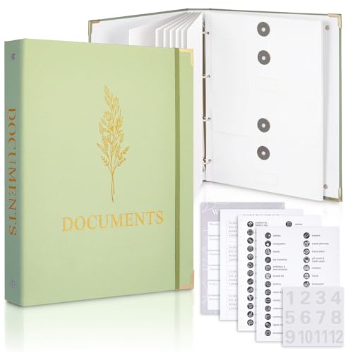 Marspark Ordner für wichtige Dokumente mit Taschen, 3-Ringbuch, Fächermappe für wichtige Papier-Nachlassplanungen, Salbeigrün, 2 Stück Marspark Ordner für wichtige Dokumente mit Taschen, 3-Ringbuch, Fächermappe für wichtige Papier-Nachlassplanungen, Salbeigrün, 2 Stück von Marspark
