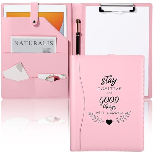 Marspark Pinkes Padfolio mit Klemmbrett, Kunstleder-Klemmbrett, Ordner, Blockhalter für A4, Briefgröße, Notizblock, Lebenslauf, Schreibblock, idealer Organizer für Büro, Konferenzen Marspark Pinkes Padfolio mit Klemmbrett, Kunstleder-Klemmbrett, Ordner, Blockhalter für A4, Briefgröße, Notizblock, Lebenslauf, Schreibblock, idealer Organizer für Büro, Konferenzen von Marspark