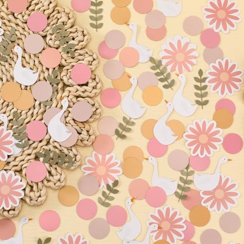 Marspark Silly Goose Konfetti mit Gänseblümchen-Motiv, doppelseitig, Tischdekoration, Gänseblümchen, Kreise, Papierstreuungen für Babyparty, Braut, Hochzeit, Geburtstag, Party, Dekoration, Zubehör von Marspark