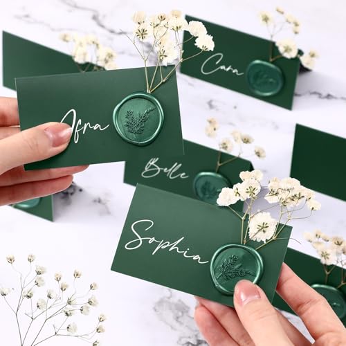 Marspark Tischkarten für Hochzeiten, mit Wachssiegel und getrockneten Blumen, Tischdekoration, bedruckbar, für Hochzeit, Namenskarte, Erntedankfest, Weihnachten, Abendessen, Partys, Dekorationen, Grün Marspark Tischkarten für Hochzeiten, mit Wachssiegel und getrockneten Blumen, Tischdekoration, bedruckbar, für Hochzeit, Namenskarte, Erntedankfest, Weihnachten, Abendessen, Partys, Dekorationen, Grün von Marspark
