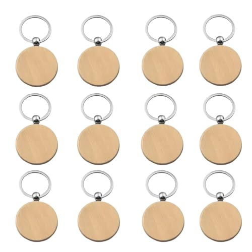 Marsred Holz Schlüsselanhänger Blanko DIY - Rohlinge zum Bemalen & Gravieren - Für Basteln, Geschenke, Schlüsselbund, Dekoration (12 Rund) Marsred Holz Schlüsselanhänger Blanko DIY - Rohlinge zum Bemalen & Gravieren - Für Basteln, Geschenke, Schlüsselbund, Dekoration (12 Rund) von Marsred