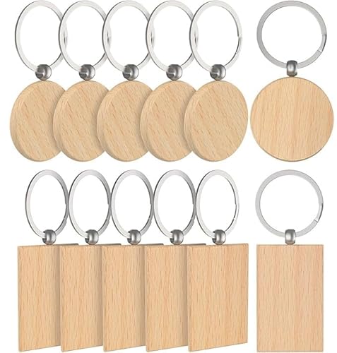 Marsred Holz Schlüsselanhänger Blanko DIY - 12 Stück, Rohlinge zum Bemalen & Gravieren - Für Basteln, Geschenke, Schlüsselbund, Dekoration Marsred Holz Schlüsselanhänger Blanko DIY - 12 Stück, Rohlinge zum Bemalen & Gravieren - Für Basteln, Geschenke, Schlüsselbund, Dekoration von Marsred
