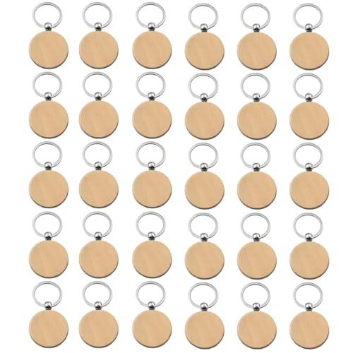Marsred Holz Schlüsselanhänger Blanko DIY - 24 Stück, 4 cm Ø - Rohlinge zum Bemalen & Gravieren - Für Basteln, Geschenke, Schlüsselbund, Dekoration Marsred Holz Schlüsselanhänger Blanko DIY - 24 Stück, 4 cm Ø - Rohlinge zum Bemalen & Gravieren - Für Basteln, Geschenke, Schlüsselbund, Dekoration von Marsred