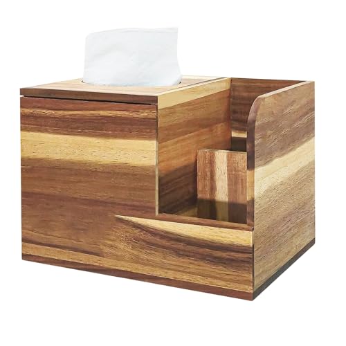 Taschentuchbox aus Holz mit Ablageschale, dekorative Regalabdeckungen, Organizer, Abdeckung aus Akazienholz, multifunktional, für Schlafzimmer, Kommode, Badezimmer, Nachttisch Taschentuchbox aus Holz mit Ablageschale, dekorative Regalabdeckungen, Organizer, Abdeckung aus Akazienholz, multifunktional, für Schlafzimmer, Kommode, Badezimmer, Nachttisch von Marsrut