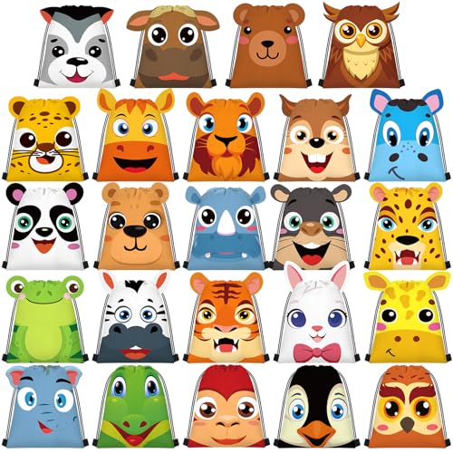 Marsui 24 Stück 3D-Dschungeltier-Beutel mit Kordelzug und Ohren für Kinder, Safari-Geschenktüten für Jungen, Mädchen, Geburtstag, Babyparty, Partygeschenke, Kordelzug-Rucksack, Mehrfarbig Marsui 24 Stück 3D-Dschungeltier-Beutel mit Kordelzug und Ohren für Kinder, Safari-Geschenktüten für Jungen, Mädchen, Geburtstag, Babyparty, Partygeschenke, Kordelzug-Rucksack, Mehrfarbig von Marsui
