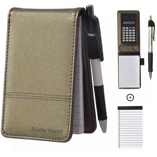 Marte Vanci Kratzpads, A7, 40 Blatt, Taschenformat, schnelle Notizen mit Taschenrechner und Stift für Händler, Einkaufen, Mini-Notizblock, PU-Ledereinband, liniert, austauschbares Papier Marte Vanci Kratzpads, A7, 40 Blatt, Taschenformat, schnelle Notizen mit Taschenrechner und Stift für Händler, Einkaufen, Mini-Notizblock, PU-Ledereinband, liniert, austauschbares Papier von Marte Vanci
