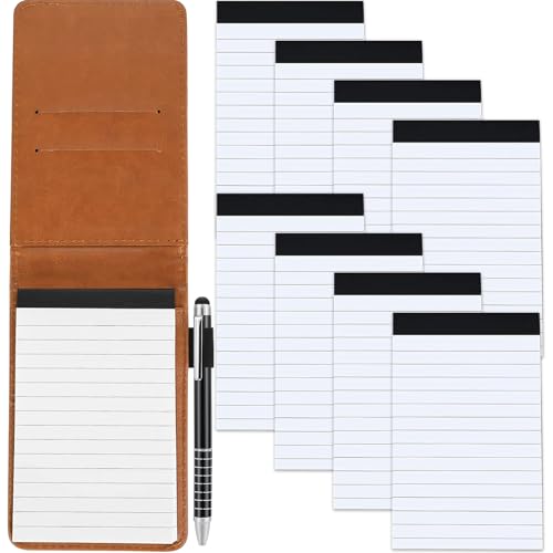 Marte Vanci Notizbuch Klein, Mini Notizblock Set A7 Halter PU Leder mit 8 Stück Notizblock 60 Blatt Notizzettel Nachfülleinlagen und Metall Stift für To Do Listen Journal Notizen Schreiben von Marte Vanci