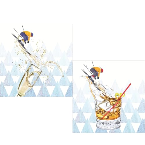 Après Ski Party Servietten 40 Count – 3-lagige Cocktail-Servietten – 2 Packungen mit 20 CT – entworfen von Two Can Art (Patti Gay) von Martha's Goat