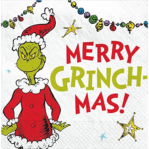 Grinch Cocktail-Servietten für Weihnachten, Party, 32 Stück, 2 Packungen mit 16 ct Cocktail-Servietten, lustige dekorative Tischdekoration, traditionelles Grinch-Design, 12,7 x 12,7 cm Grinch Cocktail-Servietten für Weihnachten, Party, 32 Stück, 2 Packungen mit 16 ct Cocktail-Servietten, lustige dekorative Tischdekoration, traditionelles Grinch-Design, 12,7 x 12,7 cm von Martha's Goat