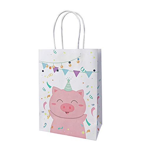 10 Stk Geschenktüten mit Henkel,Papiertragetaschen,Braune Papiertüte,Partytüten aus Papier Für Lebensmittel Backen Einkaufen Merchandise Boutique Einzelhandel (Schwein,S) von Martin Kench