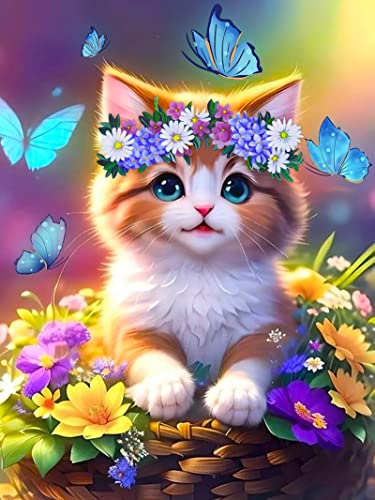 DIY 5D Diamond Painting, Katze Diamant Painting Kit, Strass Kristall Kit Schlafzimmer Wohnzimmer Wanddekoration (30 * 40cm) von Martin Kench