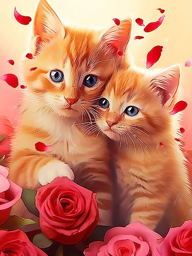 DIY 5D Diamond Painting Rose Katze, Katze Diamant Painting Kit, Strass Kristall Kit Schlafzimmer Wohnzimmer Wanddekoration (30 * 40cm) von Martin Kench