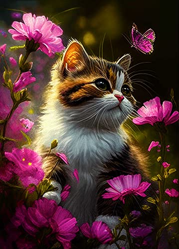 Diamond Painting Tierische Katze, 5D Diamant Bilder für Erwachsene Kinder, Diaments Vollbohrer, Heimdekor Wand Kunsthandwerk Geschenk (30 * 40cm) von Martin Kench