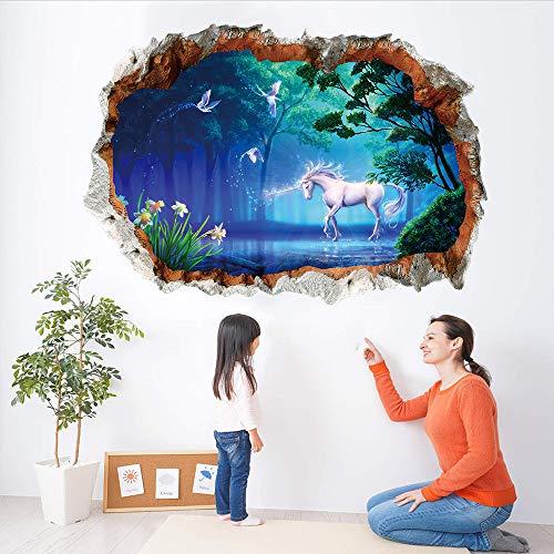 Martin Kench 3D Wandtattoo Kinderzimmer | Wandbilder: 70x50 cm | Wand-Aufkleber Sticker Poster Einhorn Unicorn | Deko für Babyzimmer Mädchen-Zimmer Prinzessin (KSD8846) von Martin Kench
