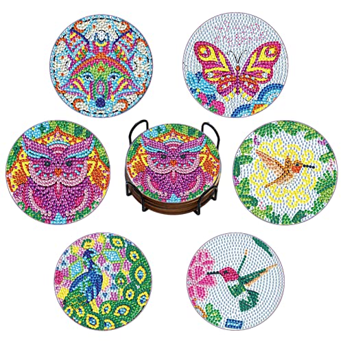 Martin Kench 6er Set DIY Diamond Painting Untersetzer mit Metallhalter, Holz Hitzebeständig Untersetzer, Einweihungsparty Geschenk (C) von Martin Kench