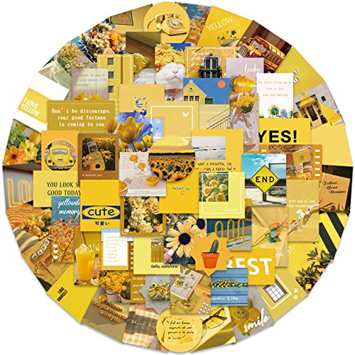 Martin Kench DIY Scrapbooking Aufkleber Sticker Set, Vintage Dekorative Sticker Aesthetic Aufkleber für DIY Scrapbooking Notizbuch Fotoalbum (Gelb) von Martin Kench
